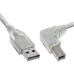 Cablu de imprimanta USB-A 2.0 la USB-B drept/unghi 90 grade dreapta 1m Transparent, InLine IL34519R, InLine