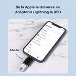 Adaptor Lightning Apple la USB 3.0, KRASSUS, OTG, compatibil cu iPhone, iPad, negru