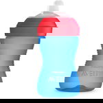 Cana cu tetina moale rezistenta la muscaturi Philips Avent, +9 luni, Albastru, 300 ml, SCF802/01, Philips