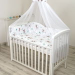 Baldachin din tul, funda din bumbac imprimeu lenjerie Caprioara mica Amy 300x160 cm suport de prindere inclus 153h cm, AMY