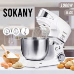 Robot de bucatarie Sokany SC-206, 1000W, bol inox 5L, 6 trepte de viteza, Alb