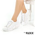 Pantofi sport dama The Flexx din piele naturala Neptune alb, 