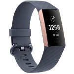 Bratara fitness Fitbit Charge 3, Rose Gold, Blue Grey