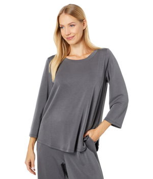 Imbracaminte Femei Mod-o-doc Travel Cupro Blend 34 Sleeve Shirttail Tunic Dark Grey, Mod-o-doc
