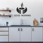 Sticker bucatarie, cana de cafea, Priti Global, good morning, negru, 57 x 65, Priti Global