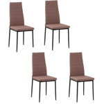 Set 4 scaune tapitate Homcom, Poliester/Metal, 41x50x97cm, Kaki