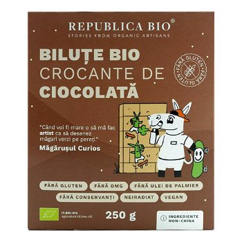 Bilute Bio crocante de ciocolata FARA GLUTEN Republica BIO, bio, 250 g, Republica BIO