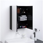 vidaXL Dulap de baie cu oglindă, negru strălucitor, 60x15x75 cm, MDF, vidaXL