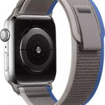 Curea Tech-Protect Nylon pentru Apple Watch 4/5/6/7/8/9/Se/Ultra 1/2 (42/44/45/49 mm) Gri/Albastru, Tech-Protect