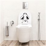 Sticker pentru baie, pentru capacul de toaleta, cu emoji trist, negru, 30 x 24, Priti Global