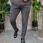 Pantaloni eleganti gri, croiala conica- PN782, 