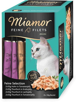 MIAMOR FILETS Mini Pachet plicuri pisici, Pui, Ton/Crab, Ton/Somon, Ton 8x50g, Miamor