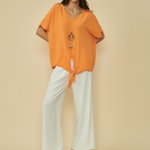 Bluza eleganta cu accesoriu 5132OR Orange, 