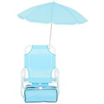 Set scaun cu parasolar si geanta frigorifica pentru copii, Kids Beach, L.37 l.28 H.45, albastru, Maison