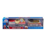 Mattel - Locomotiva Golden Thomas , Thomas and Friends,  Cu accesorii, Cu 2 vagoane, Motorizata