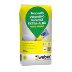 Tencuiala decorativa structurata Weber Min 100 K, alb, 1.5 mm, aspect bob cu bob, 20 kg