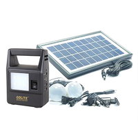 Kit Cu Panou Solar GdLite GD-8030, Cu Lanterna 14LED, 2 Becuri, Cablu 5in1, Negru, Atmag