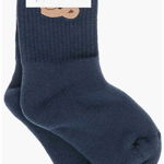 Palm Angels Ribbed Long Socks With Teddy Embroidery Blue