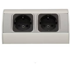 Priza blat Orno OR-AE-1303/G(GS), 2 prize, aparent, gri