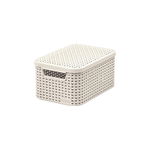 Cutie depozitare Curver, cu manere si capac, Rattan, 7l (S), Alb