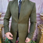 Palton de bărbați, Slim Fit, Verde cu nasturi - PT459, 