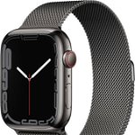 Apple Watch Series 7 GPS + Cellular, 45mm, Graphite Stainless Steel Case, Graphite Milanese Loop
