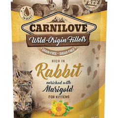 Carnilove Kitten, File Iepure cu gălbenele, plic hrană umedă fără cereale pisici junior, (în sos), 85g, Carnilove