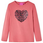 Tricou pentru copii cu mâneci lungi, roz antichizat, 116, vidaXL