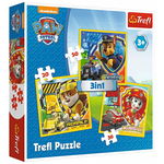 Set puzzle 3 in 1 Trefl Paw Patrol, Marshall Rubble si Chase, 1x20 piese, 1x36 piese, 1x50 piese, Trefl