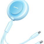 Cablu de date Bright Mirror 2, USB - Micro-USB/Lightning/USB Type-C, 3.5A, 1.1m, Albastru, Baseus