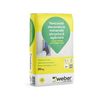 Tencuiala decorativa structurata Weber Min 100 K, alb, 1.5 mm, aspect bob cu bob, 20 kg