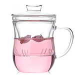 Ceainic cu infuzor Quasar&Co., 380 ml, tee for one, sticla, termorezistent, transparent