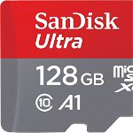 Card de memorie SanDisk Ultra microSDHC, 128GB, 120MB/s, A1 Class 10 UHS-I + SD Adapter