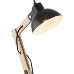 Lampa de birou lemn si metal negru, 1 bec, dulie E27, Globo 21504, Globo Lighting