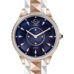 Ceasuri Femei Gevril Womens Siena Blue Mother of Pearl Dial Two Tone Rose Bracelet Watch 38mm - 00044 ctw TWO TONE ROSE GOLD-SILVER
