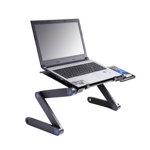 Masa multifunctionala EDAR® pentru laptop, 8 pozitii reglabile, suport mouse, aluminiu, negru, EDAR