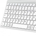 Tastatura Wireless iClever, otel inoxidabil/plastic, argintiu/alb