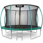 Trambulina de gradina cu plasa interioara, stalpi si scara 374 cm (12FT) Neo-Sport NS-12C181 - Verde, Neo Sport