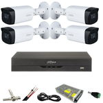 Kit cu 4 camere supraveghere Dahua 5 MP, IR 80M, lentila 3.6mm, Starlight, DVR Dahua 4 canale, 5 MP, Accesorii, Dahua