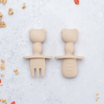 Set Tacamuri din silicon The Little Bear, 6 luni+, Bubble Beige, Appekids