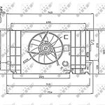 Ventilator radiator (cu carcasa) potrivit CITROEN BERLINGO, BERLINGO MINIVAN, XSARA, ZX; PEUGEOT 306, 406, PARTNER, PARTNER MINIVAN 1.1-2.0D 03.91-12.15, NRF