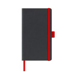 Agenda nedatata A5 - Ivory - Coperta rigida - Dictando - Negru cu elastic rosu | Castelli, Castelli