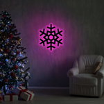Lampa de perete Snowflake 2, Neon Graph, 28x32 cm, roz, Neon Graph
