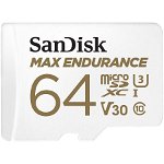 Card de memorie SanDisk micro SD Max Endurance Video 64 GB, Class 10, V30, UHS-I U3 + adaptor