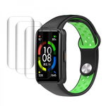 Set curea din silicon si 3 folii de protectie din hydrogel pentru Huawei Band 6, cu kit schimbare telescoape, negru-verde