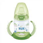 Biberon Nuk First Choice 150ml cu toarte si adaptor din silicon verde 6 luni+, NUK