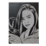 Tablou personalizat cu sclipici argintiu, handmade, 50x70 cm, PHOENIX