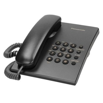 Telefon fix cu fir Panasonic, functie redial, Negru