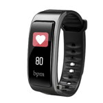 Bratara Fitness Smart neagra cu casca Bluetooth si ritm cardiac cu carcasa argintie Karen SBY3 Plus, Karen