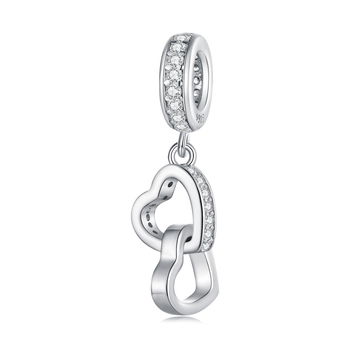 Talisman din argint Connected Silver Hearts, EdenBoutique